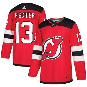 Men's Adidas New Jersey Devils #13 Nico Hischier Red Stitched NHL Jersey